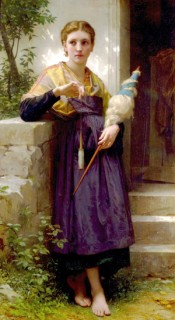 Girl with spindle and distaff